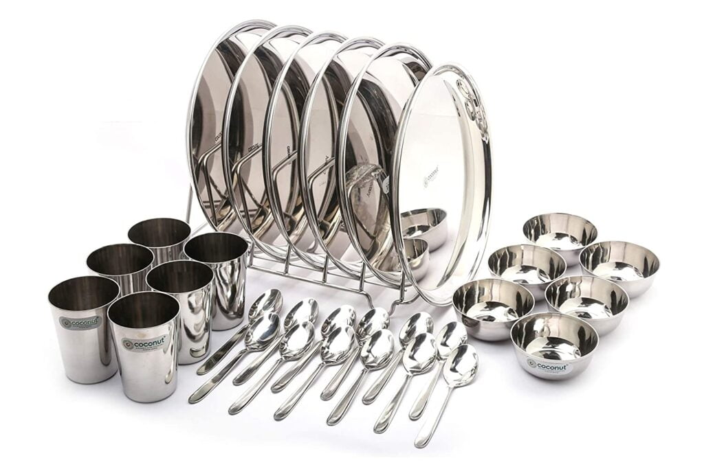 Coconut Stainless Steel Heavy Guage Mirror Finish Happy Dinner Set